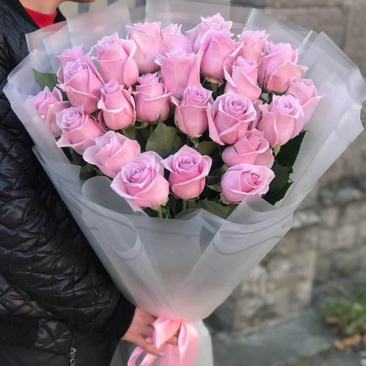 25 высоких розовых роз в Шанхае